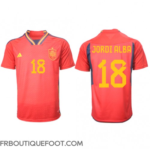 Maillot de foot Espagne Jordi Alba #18 Domicile vêtements Monde 2022 Manches Courtes